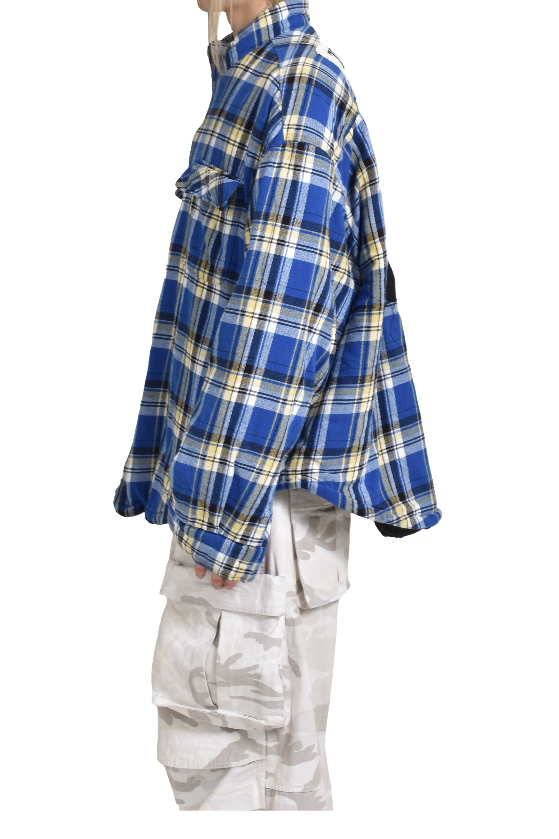 PADDED CHECK SHIRTS JACKET / BLU