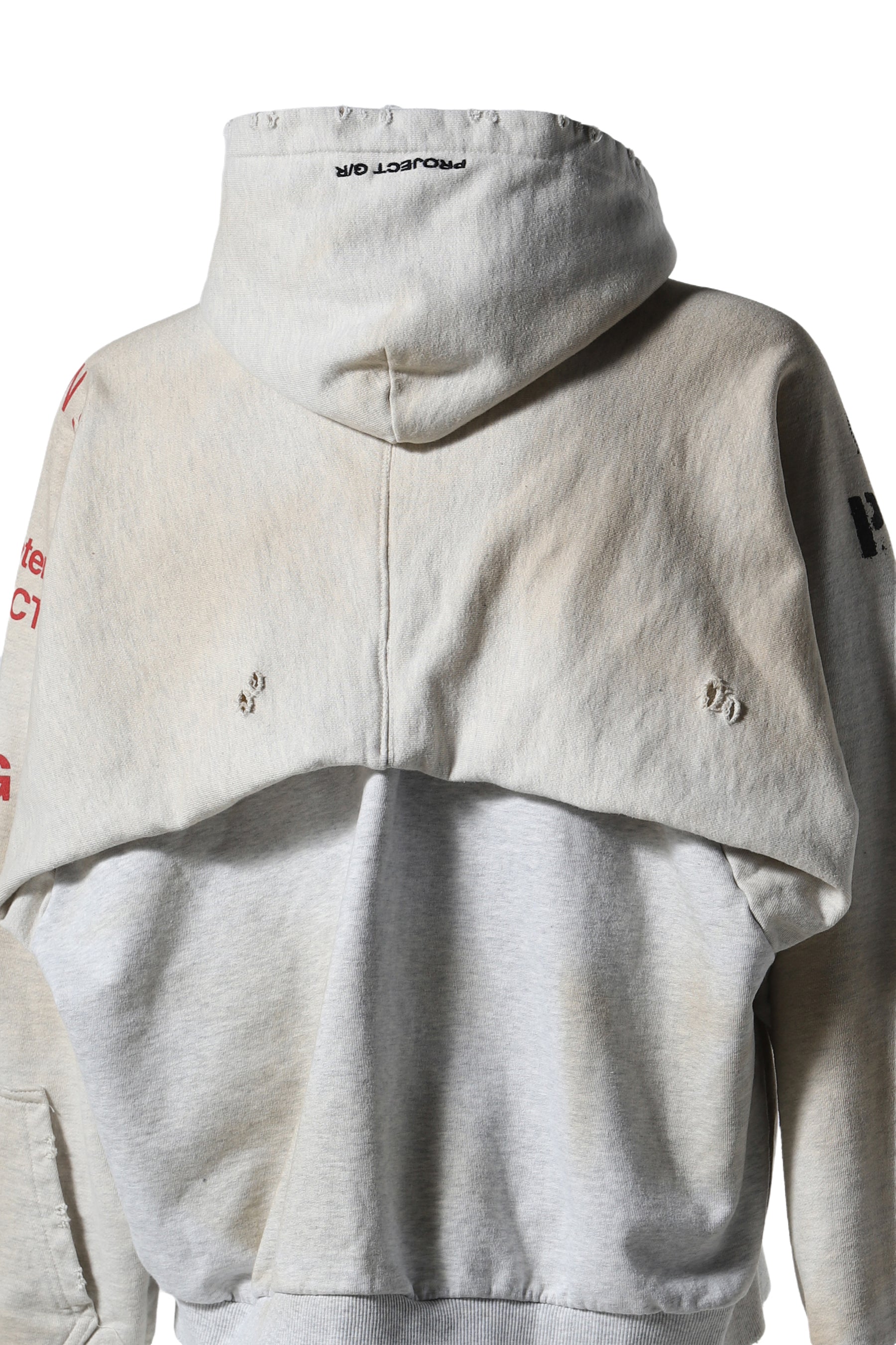 RECONSTRUCTED FOLDED ZIP HOODIE / DIRTY MELANGE