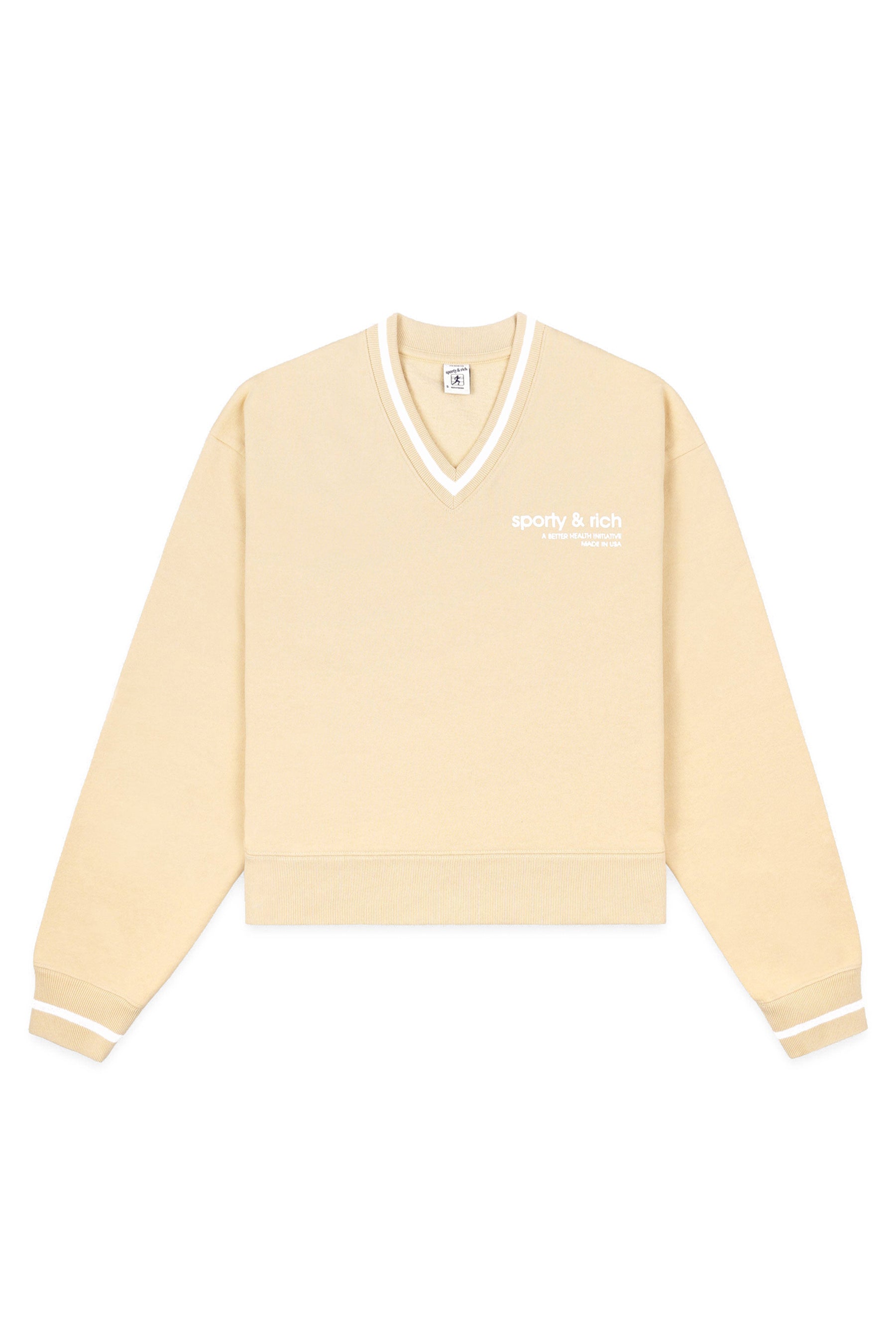 USA HEALTH CLUB V-NECK SWEATER / ALMOND