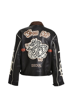 GROW OP LEATHER JACKET / BLK