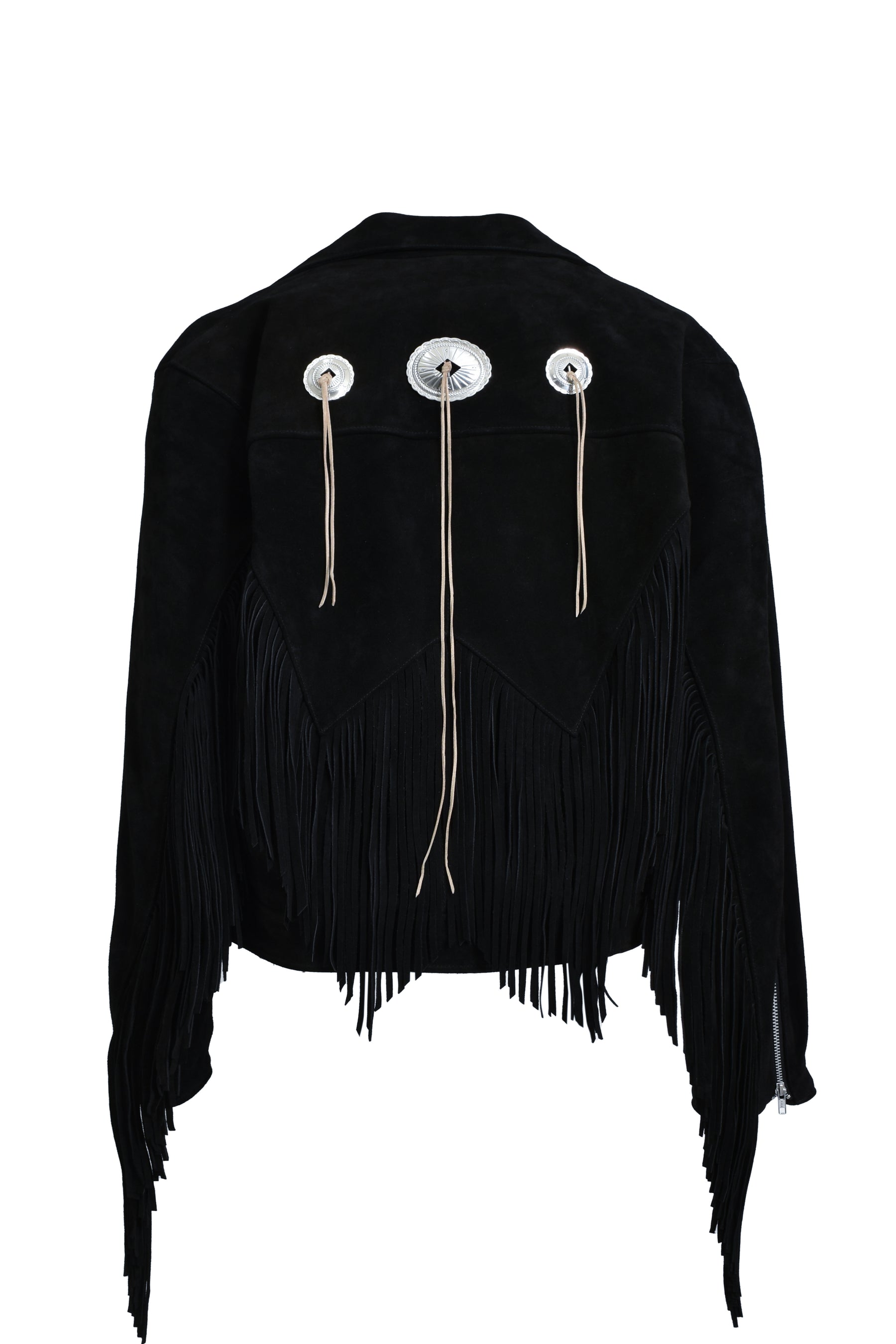 LEATHER FRINGE RIDERS JACKET / BLK