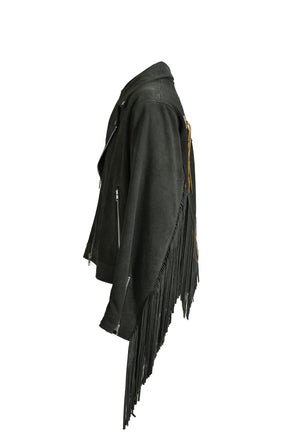 LEATHER FRINGE RIDERS JACKET / DUST