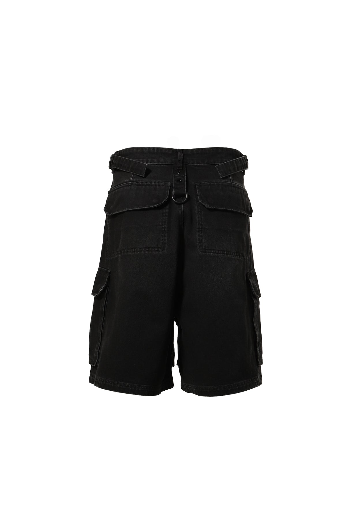 MULTIPOCKET CARGO DENIM SHORTS / BLK