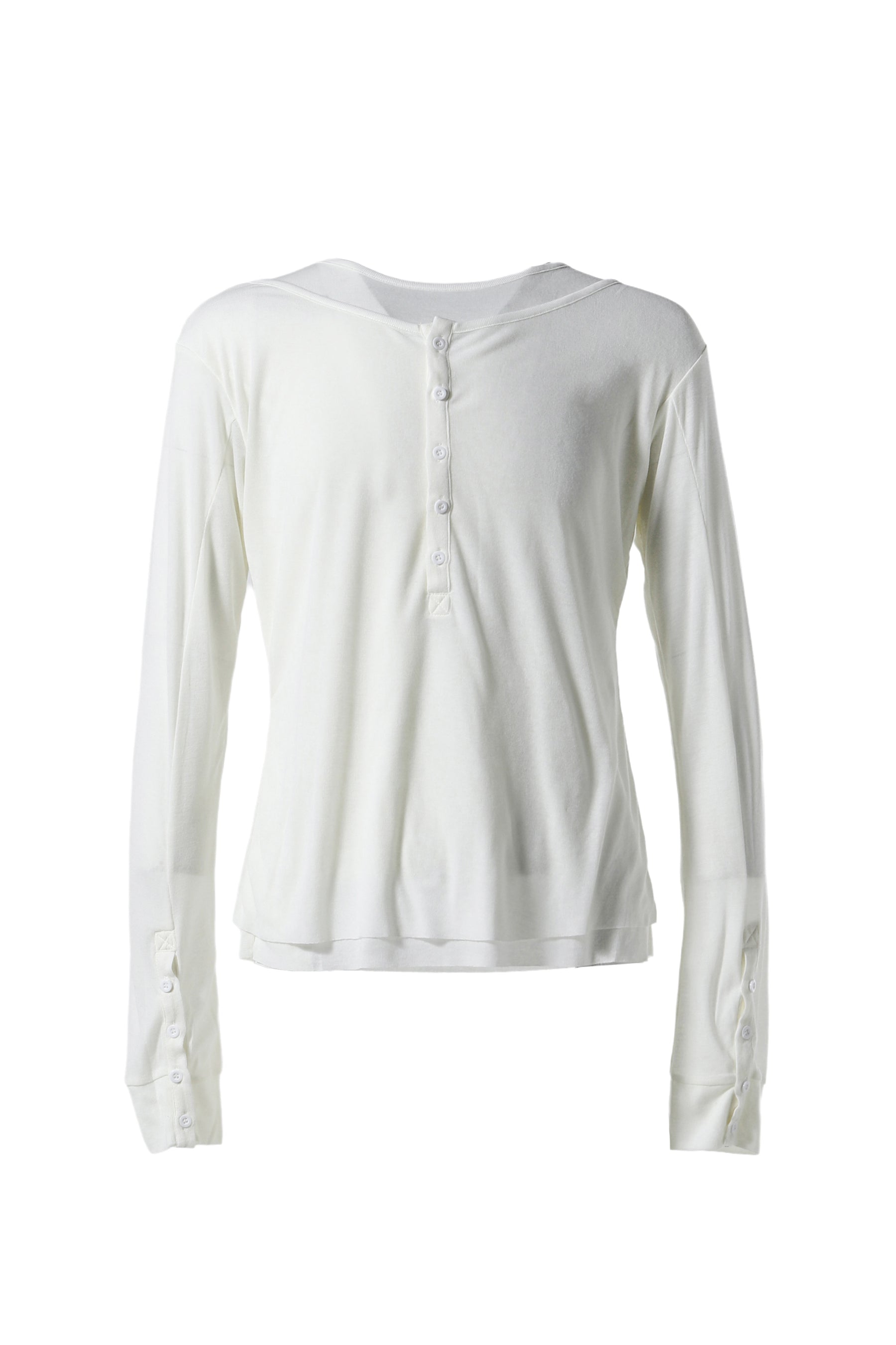 DOUBLE LAYERED LONG SLEEVE (BUTTON) / WHT