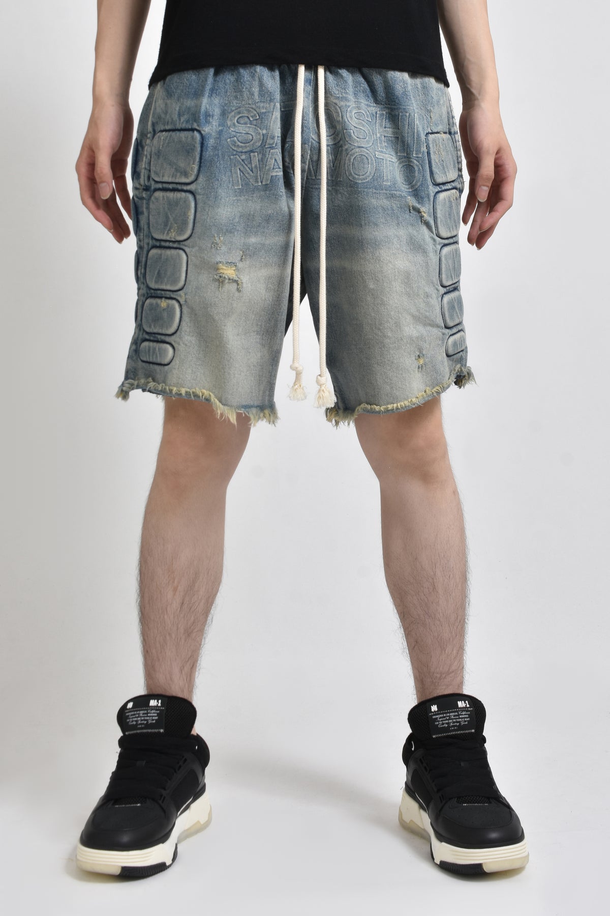 DENIM MOTO SHORTS / WASHED BLU