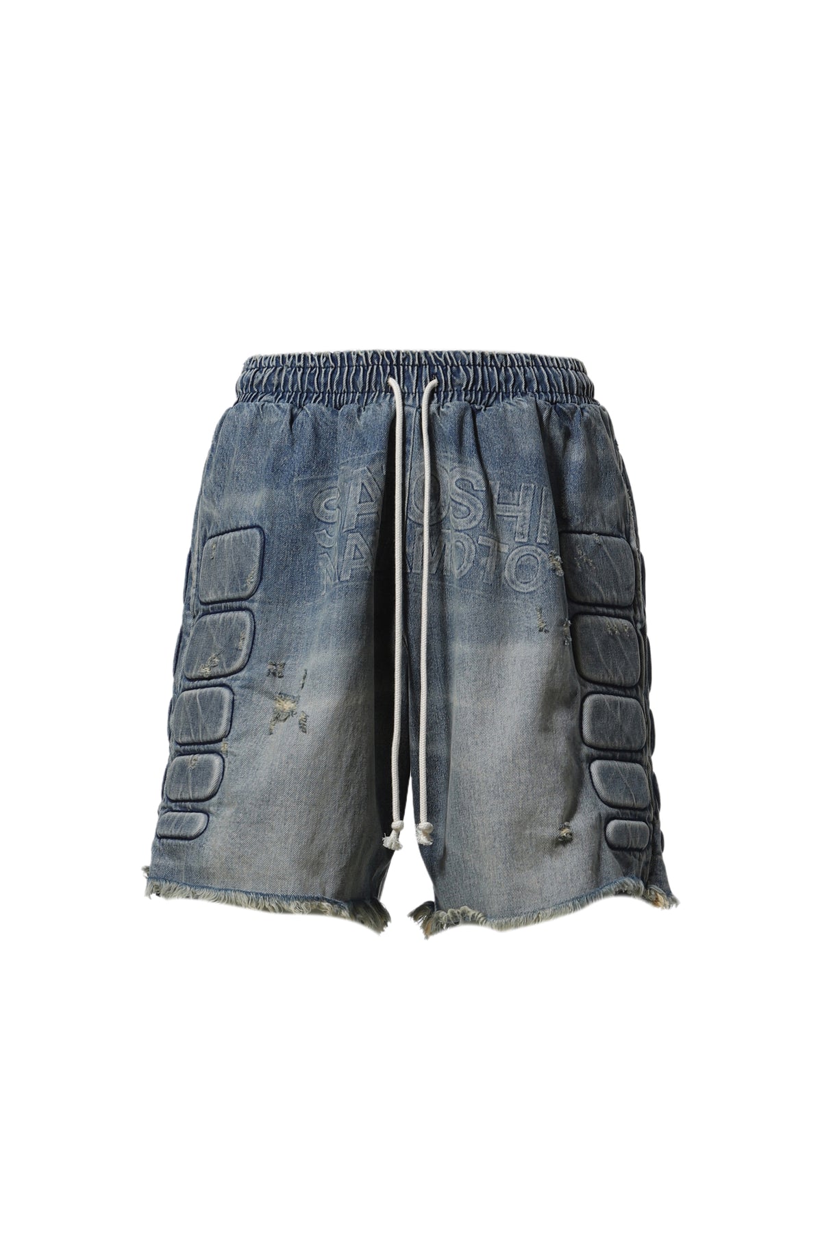 DENIM MOTO SHORTS / WASHED BLU