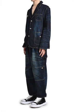 DOUBLE KNEE DENIM PANTS / BLU