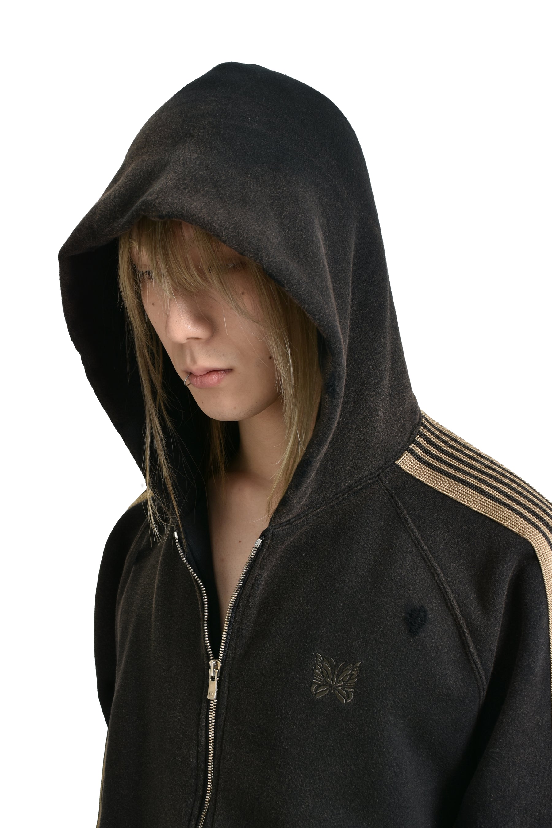 ZIPPED TRACK HOODY - COTTON JERSEY(EXCLUSIVE) / BLK