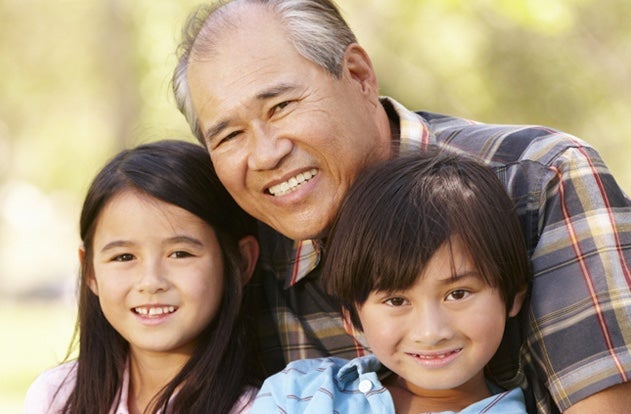 grandfather with his grandchildren