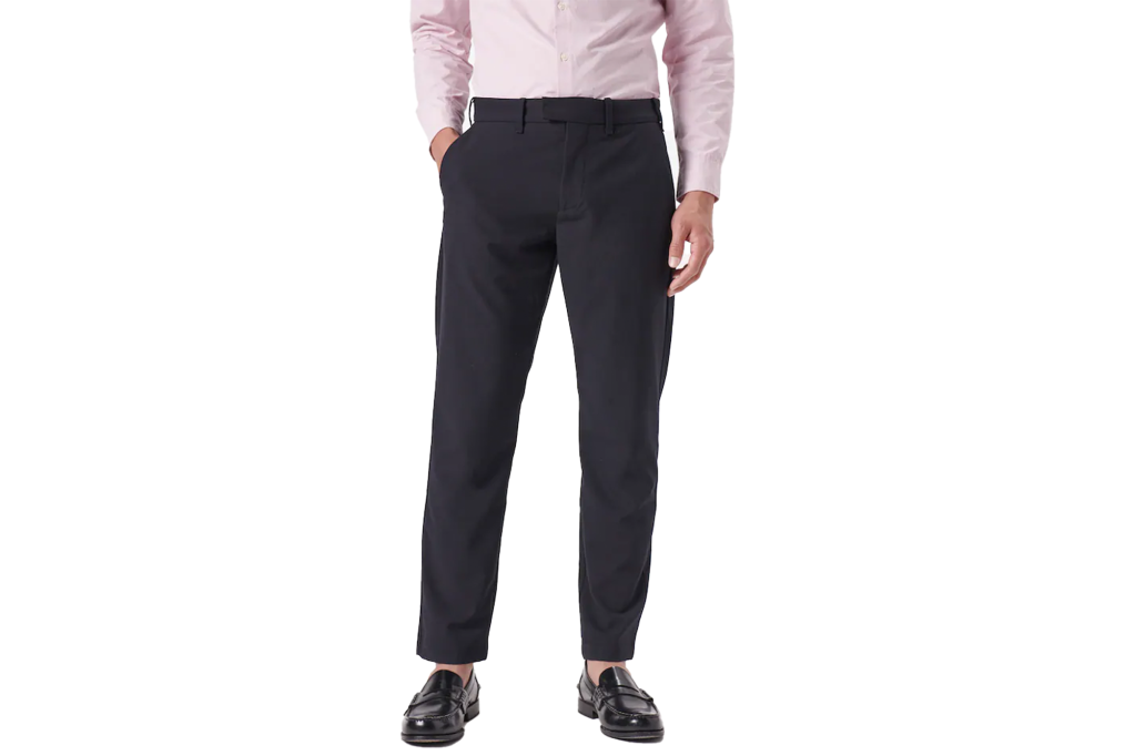 Tab Front Slim Straight Suit Pant, black