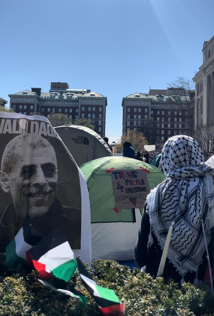 Trans people for Palestine sign