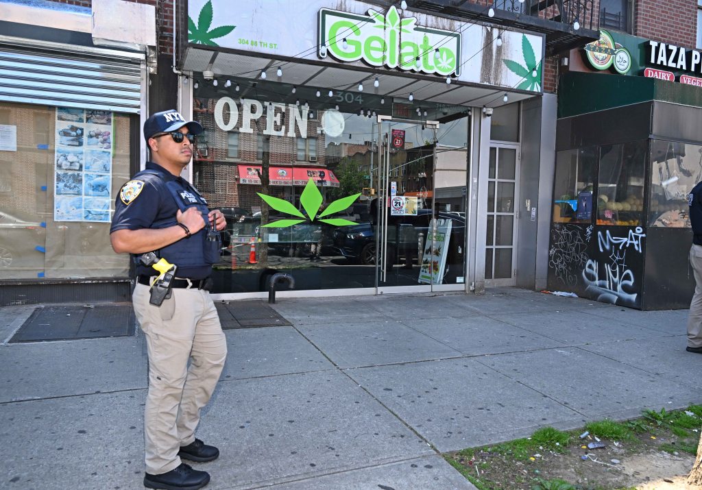 The New York sheriff’s office and NYPD raided the Gelato illegal pot shop in Brooklyn on April 29, 2024.