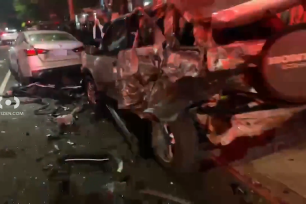 Hit-and-run involving Lamborghini leaves nine cars smashed in Brooklyn.