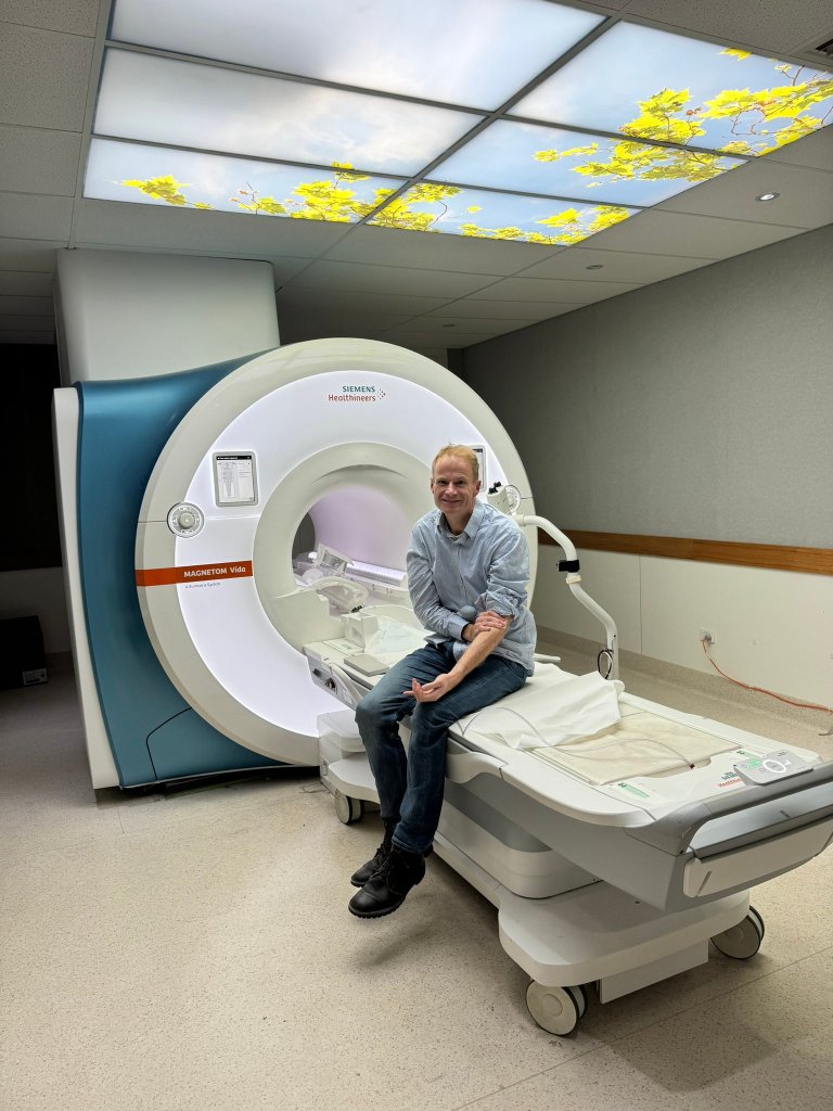 Doctor Richard Scolyer prepares for a recent MRI looking for "recurrent glioblastoma &/or treatment complications."