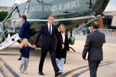 Hunter Biden and his wife Melissa Cohen Biden and their son Beau, greet Anthony Bernal at Delaware Air National Guard Base in New Castle, Delaware, Tuesday, June 11, 2024.