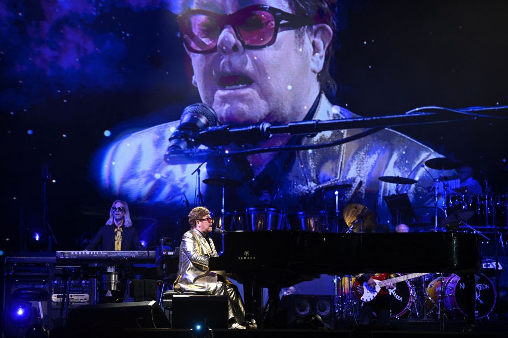 Elton John onstage. 