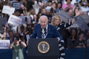 President Joe Biden speaks at a post-debate campaign rally on June 28, 2024 in Raleigh, North Carolina.
