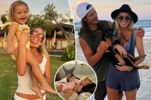 collage of Australian model Ellidy Pullin, 31, was with her partner Alex “Chumpy” and their child