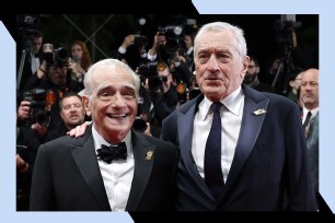 Martin Scorsese (L) and Robert De Niro pose on the red carpet.