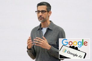 CEO Sundar Pichai and Google logo