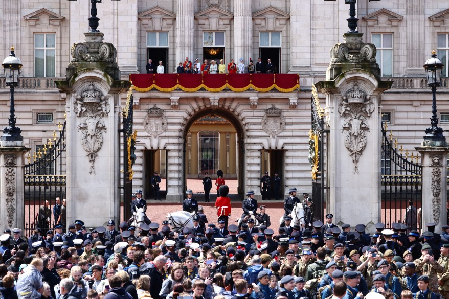 The Royal Family gather on the balcony of Buckingham Palace.