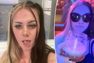 (Left) Eloise Paull, 19, from the UK. (Right( Paull drinking at the club.