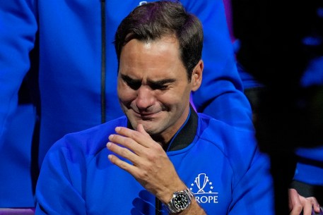 Roger Federer crying