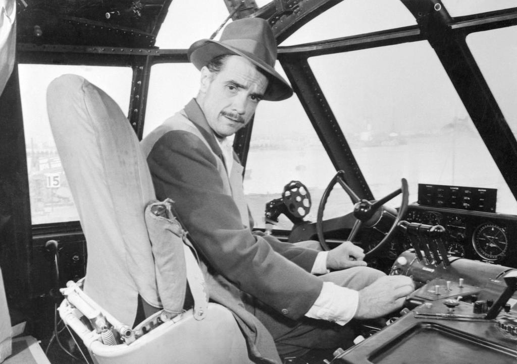 A photo of Hughes in a flying boat in Los Angeles