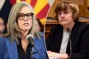 Arizona Gov. Katie Hobbs speaks before signing a bill repealing the state's near total abortion ban that dates to 1864 during a news conference on May 2, 2024