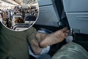 A passenger who swapped seats with a fellow flyer's kid was horrified after getting subjected to said traveler's bare feet for half the flight.