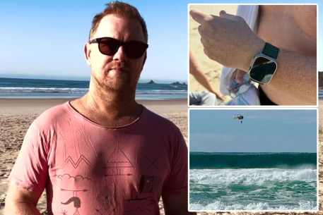 Australian body surfer Rick Shearman barely survived getting swept out to sea after dialing emergency services on his Apple Watch.