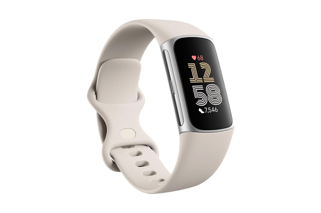 A smart watch with a white band