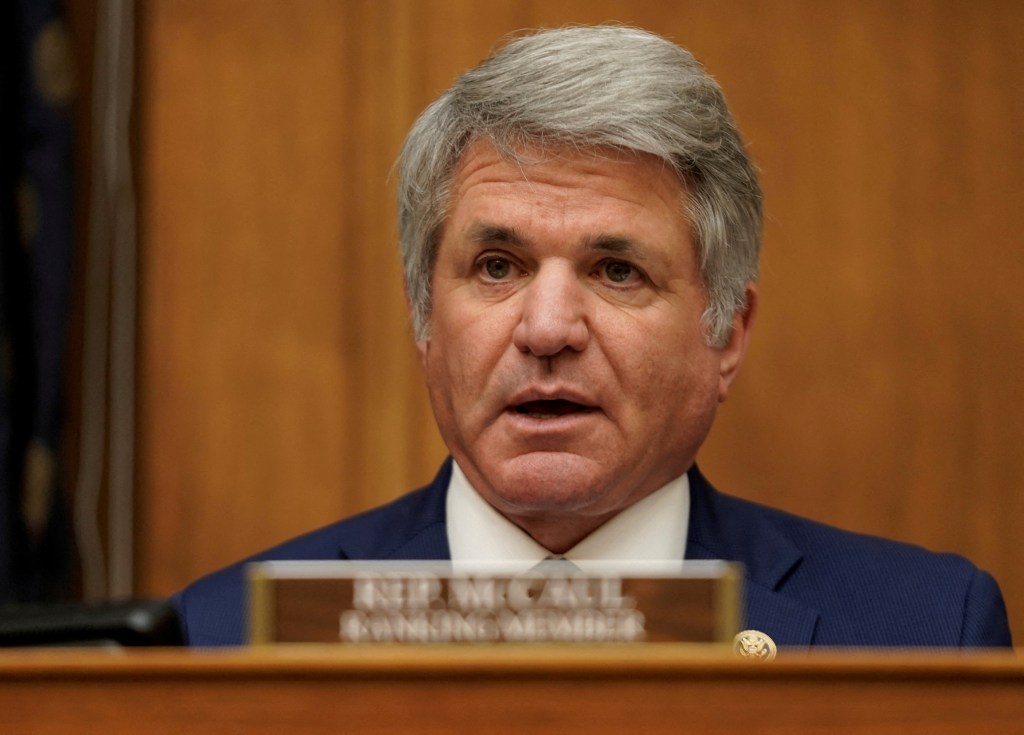 Rep. Michael McCaul speaks when U.S. Secretary of State Antony Blinken testifies before  the House Committee on Foreign Affairs on The Biden Administration's Priorities for U.S. Foreign Policy on Capitol Hill in Washington, DC, U.S., March 10, 2021.