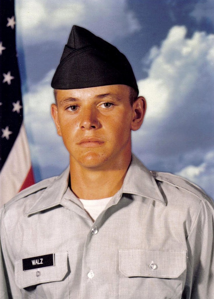 Tim Walz in National Guard unigorm during basic training in 1981