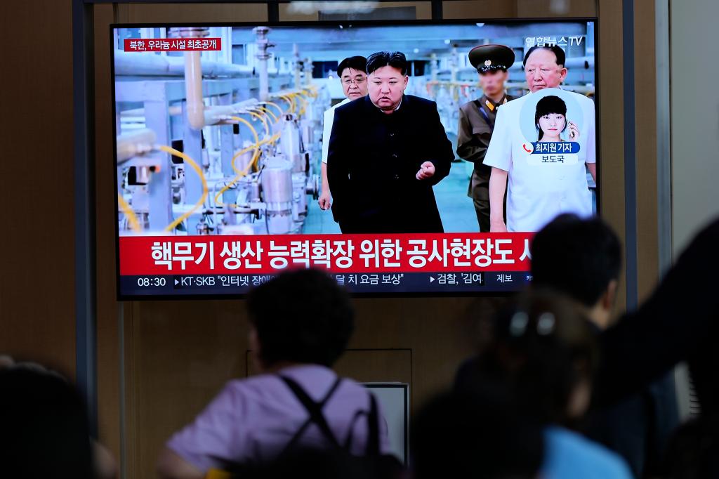 A TV screen shows an image of North Korean leader Kim Jong Un during a news program at the Seoul Railway Station in Seoul, South Korea, Friday, Sept. 13, 2024.