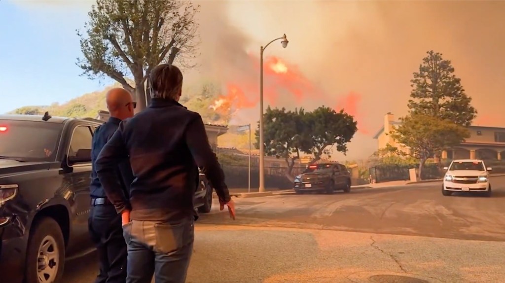 A wildfire spreads rapidly as it consumed 1,262 acres near an affluent area of Los Angeles, California, United States on January 07, 2025.