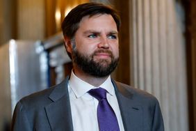 Sen. JD Vance walks to a luncheon with Senate Republicans at the U.S. Capitol Building on February 27, 2024 in Washington, DC. 