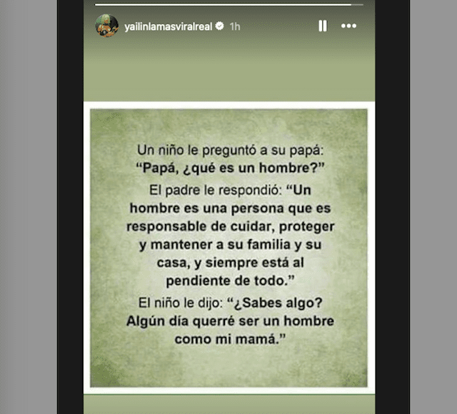 Yailin Mensaje Instagram