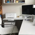 white printer on white table