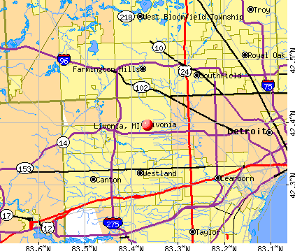 Livonia, MI map