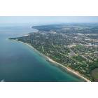 Sheboygan: #5397 - Aerial view of Sheboygan North side -Sheboygan Marine, shore of Lake Michigan and #638 -Aerial view of Sheboygan City, also from the North end of the City