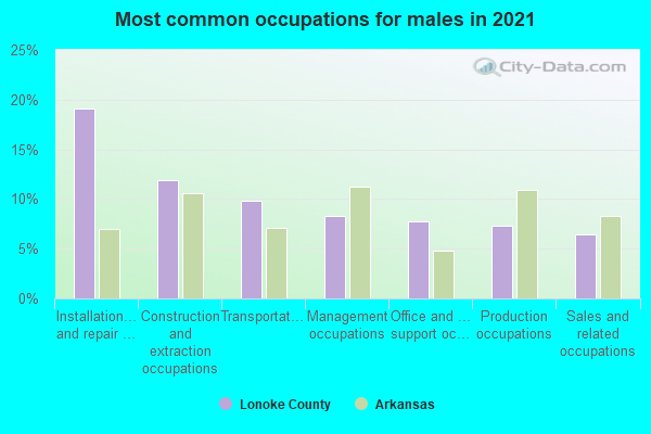 Most common occupations for males in 2022