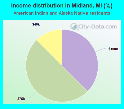 Income distribution in Midland, MI (%)