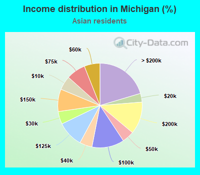 Income distribution in Michigan (%)