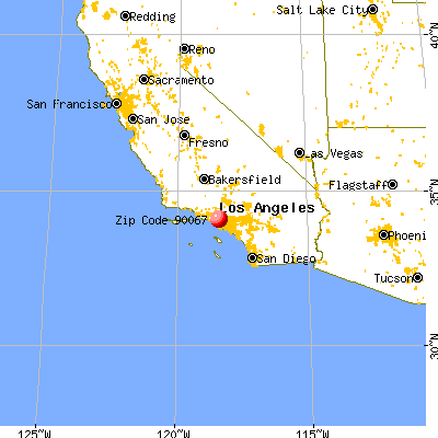 Los Angeles, CA (90067) map from a distance