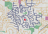 map of inefficient culdesac street pattern