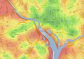 walkabilty heatmap of downtown Washington DC