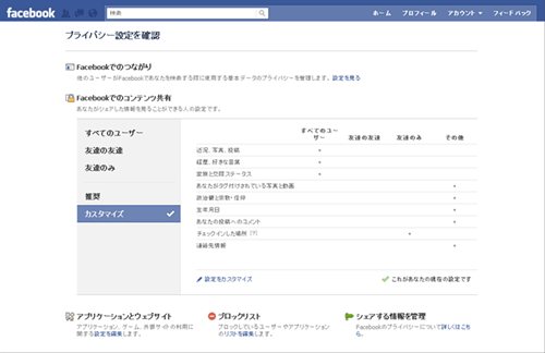 Facebook-個人設定：プライバシー公開範囲の確認・設定