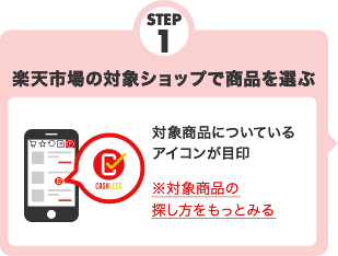 STEP1 対象商品にはキャッシュレスアイコンが