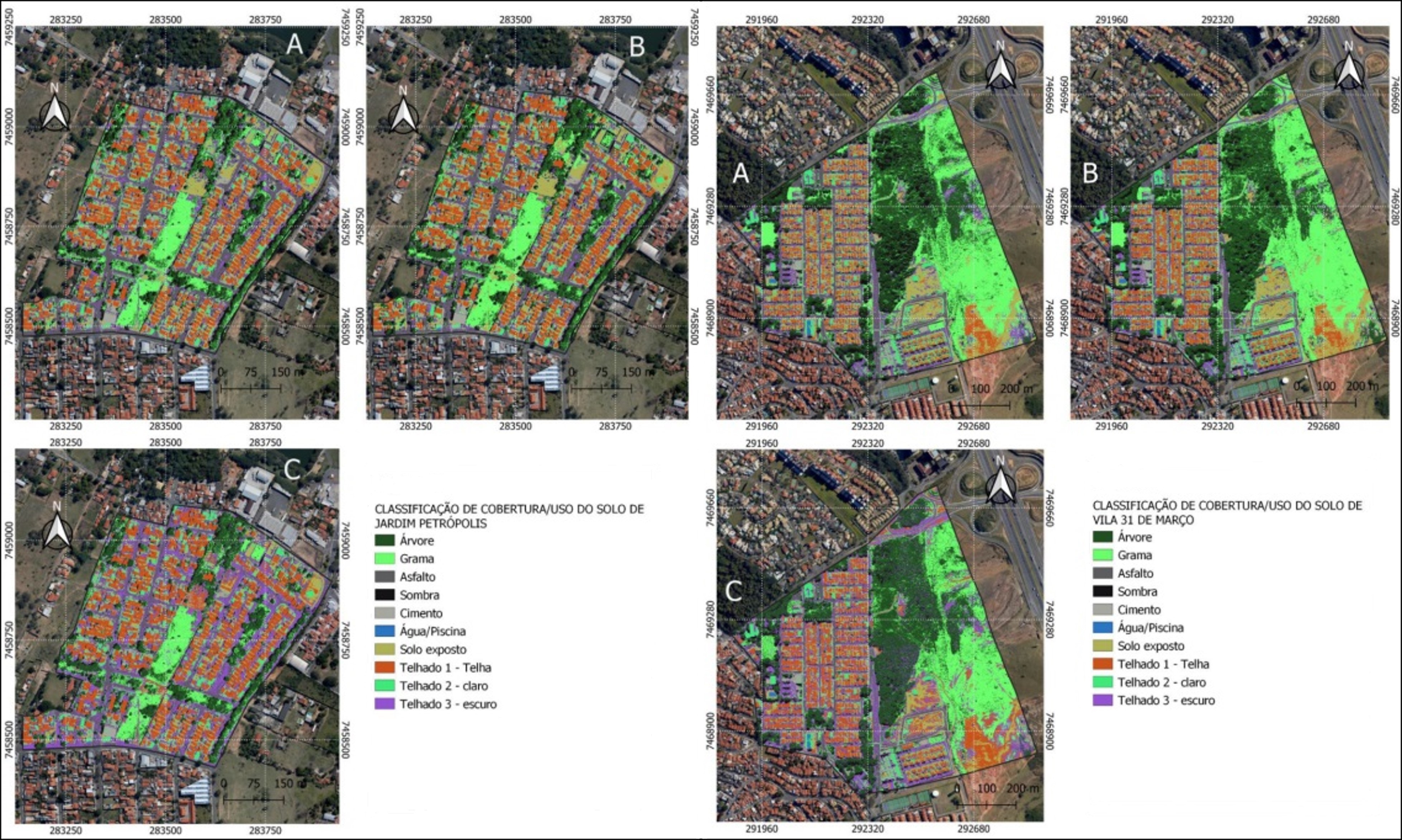 Resultado da classificação supervisionada na área de Jardim Petrópolis e Vila 31 de Março - World-View 3, 2022.